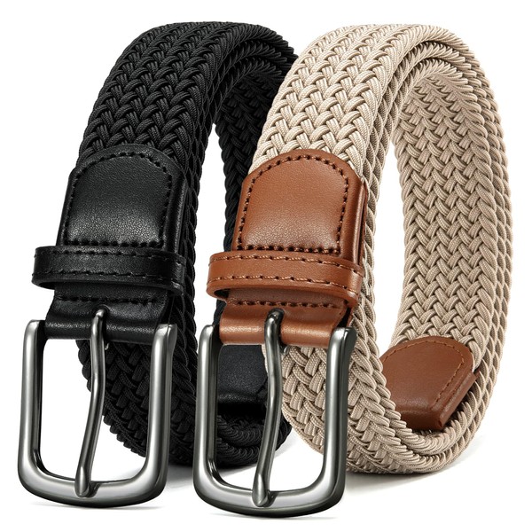 CHAOREN Mens Belt 2Pack - Mens Stretchable Braided Woven Golf