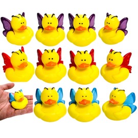Butterfly Green, Blue, Red & Purple Novelty Rubber Ducks (12 Pack) Quirky & Fun Carnival Game PRIZES. Bath Tub Toys and Jeep Duck Ducking.