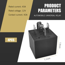 leechio 4 PCS 5 Pin 40A Automotive Relays, Waterproof Flame Retardant Shell Starting DC Relay Switch, 12V Car Relay Tester, for Cars Truck Marine (Black)