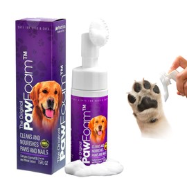 Petnatics Pet Paw Cleaner for Dogs and Cats - PawFoam Pet Paw Cleaner Foam to Clean, Moisturize, Soften and Protect Paws | Gentle Dog Feet Cleaner with Silicone Dog Paw Washer Brush | 5FL OZ