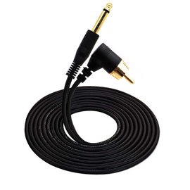 Disscool Tattoo Clip Cord Gold-Plated Cable, 6.35mm to RCA 90 Degree OD 2.2 Connector Silicone Cables for Tattoo Pen, Rotary Tattoo Machine(Black/1.8M)