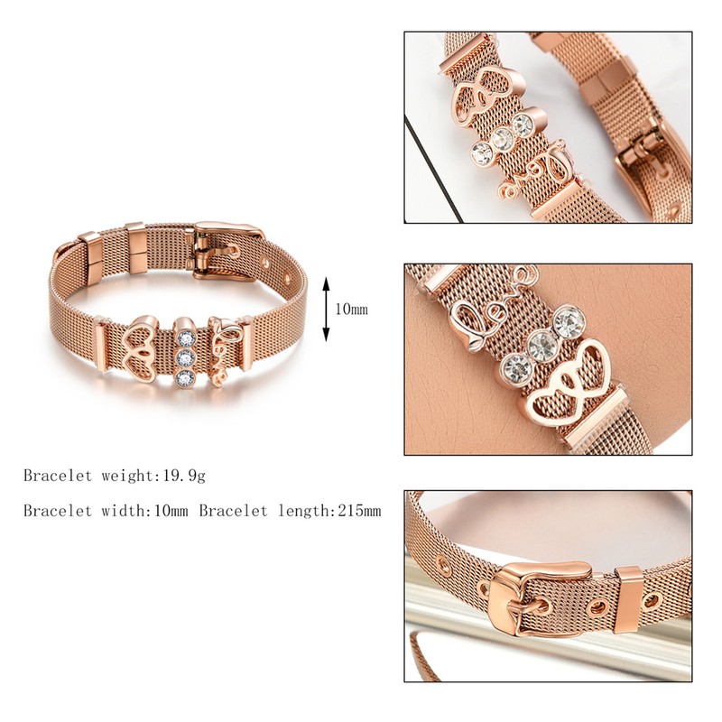 Fashion Simple Stainless Steel Bracelet Women Bangle Heart Shape Pendant