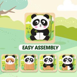 edutree Wooden Puzzles for Toddlers 2-4, 6 Pack Animal Shape Puzzle Montessori Toys for 1 2 3 Year Old, Educational Learning Toys for Girls Boys