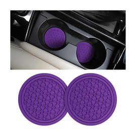 Mandark 2PCS Car Cup Holder Coasters, 2.75 Inch Non-Slip Insert Water Bottle Holder Pads, Dustproof Automotive Interior Accessories Mat, Universal for Vehicles, Trucks, RVs and More(Purple)