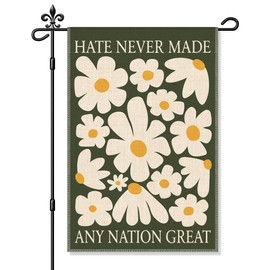 Xipromi Hate Never Made Any Nation Great Garden Flag, Funny Patriotic Anti Racist Yard Flags for Outside, Liberal Progressive Equality Social Justice Outdoor Lawn Porch Decor, Feminist Gifts for Women