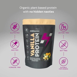 Hylife Nutrition - Organic Protein Powder - Vanilla Vegan Protein Powder (450g - 15 Servings) Natural Powdered Ingredients, No Artificial Sweeteners, Dairy, Gluten, Soy Free, Pea Protein
