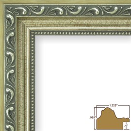 Craig Frames Ancien Ornate, 12 x 12 Inch Antique Silver Picture Frame Matted to Display a 9 x 9 Inch Photo