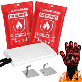 IGNISGUARD Emergency Fire Blanket for Home and Kitchen, 2-Pack 40"x40", Fiberglass Fire Blankets Emergency for Home BBQ Grill Camping Car Office Warehouse Picnic Fireplace Fireproof Survival Safety