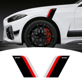 2Pcs Fender Stripe Stickers Vinyl Wheelbrow Racing Sports Stripe Decal Decoration Universal for Car Truck or SUV (Black+Red+Grey)