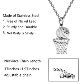 BNQL Basketball Lovers Gifts Necklace Basketball Hoop Sports Pendant Necklace Sports Jewelry Gifts for Men Women