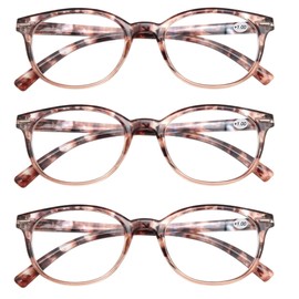 MODFANS Round Stylish Reading Glasses 3 Pair with Spring Hinge Fashion Glasses for Reading for Men and Women +1.50