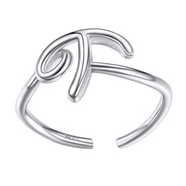Simple Initial T Ring Sterling Silver Stacking Ring Statement Open Wrap Ring for Party WomenInitial Name Ring Adjustable