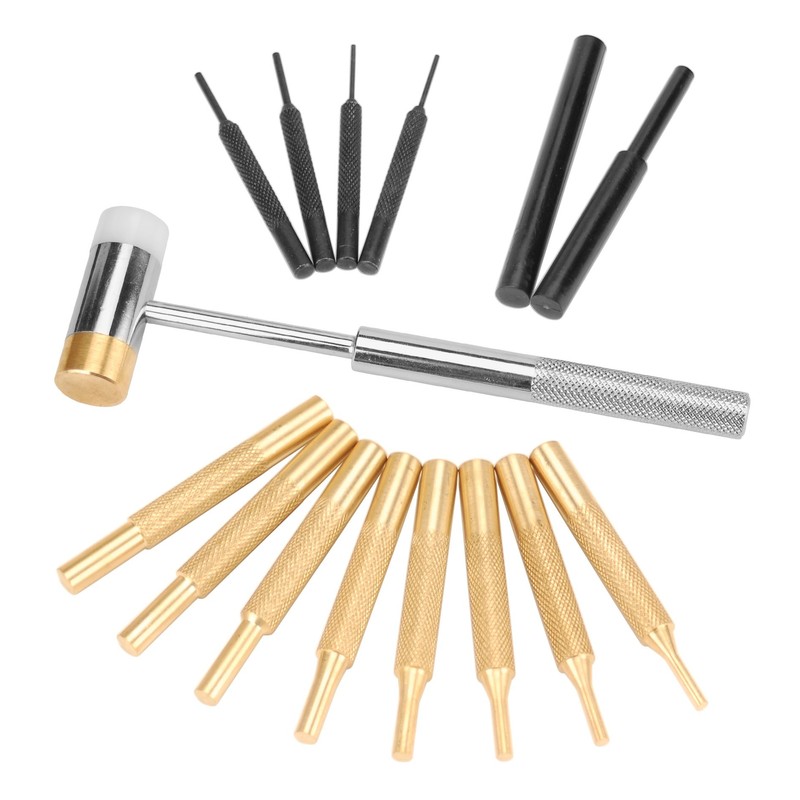 Wheeler Hammer and Punch Set with Punches, Brass/Polymer Hammer, Storage