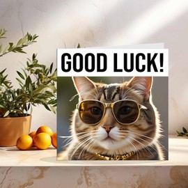 Good Luck Card - Cool Tabby Cat - You Got This Colleague New Job Card