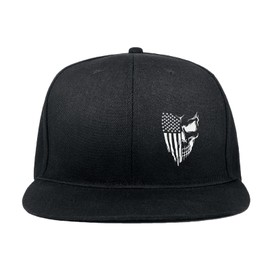 Negi Skull Hat Snapback Hats for Men Womens Skeleton Cap Black Flat Bill Brim Trucker Snap Backpack Hat Fitted Hats, 6