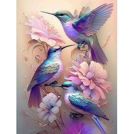 Diamond Painting Kits for Adults,5D DIY Hummingbird Diamond Art Kits Round Full Drill Gem Art and Crafts for Home Wall Decor Gift 12 X16 Inch