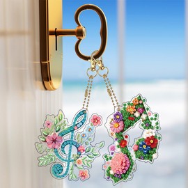 YUE ZHE - 6 llaveros de pintura de diamantes, kits de arte de diamante de doble cara para adultos, bricolaje, 5D, adornos para adultos, principiantes, manualidades, decoración