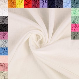 fingsi 5004 Muslin Cotton Fabric Sold by the Metre (Natural, 0.5 m) + 23 Other Colours
