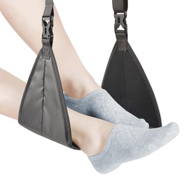 New Upgrade Airplane Footrest with No Feet Clashing,Portable Base Designed Travel Foot Hammock,Travel Essentials Portable Travel Footrest Flight Carry-On Adjustable Height Travel Accessories (Grey)
