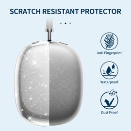 Fintie Case Cover for AirPods Max Headphone, Soft TPU Clear Anti-Scratch Protective Cover, Transparent Accessories Skin Protector for Airpods Max (Glittering Clear)