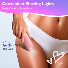 Bikini Trimmer for Women, Dual Head Electric Razors, Pubic Hair Trimmer with IPX7 Waterproof & Easy Cleaning, Rechargeable Painless Silk Glide Pro Shaver for Underarm Leg Arm Body Face, Cherry