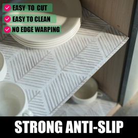 Shelf Liners for Kitchen Cabinets, Non-Adhesive and Strong Non-Slip Waterproof Shelf Cabinet Drawer Liners for Kitchen Shelf Wire Fridge,Beige Geometric Shelf Drawer Liner,Easy to Clean,12IN x 10FT