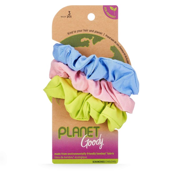 Goody Planet Goody Ouchless Hair Scrunchie - 3 Count, Assorted Pastel Colors - Sustainable and Plant-Based Hair Accessories to Style With Ease and Keep Your Hair Secured - For All Hair Types