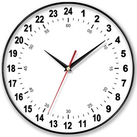 GAUBOS 24 Hour Wall Clock 12 Inch Round Wall Clock Easy to Read White Dial Modern Simple Style Decor Clock for Home/Office/School/Kitchen/Bedroom/Living Room