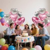 VGRDTW Silver Pink Heart Balloons,12Pcs Aluminium Foil Balloons,18 Inch Heart