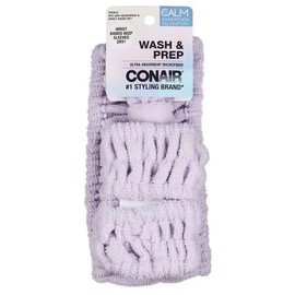 Conair Face Wash, Wash & Prep Ultra Absorbent Microfiber 3 PC Spa Headwrap & Wrist Band Set, Lghit Purple