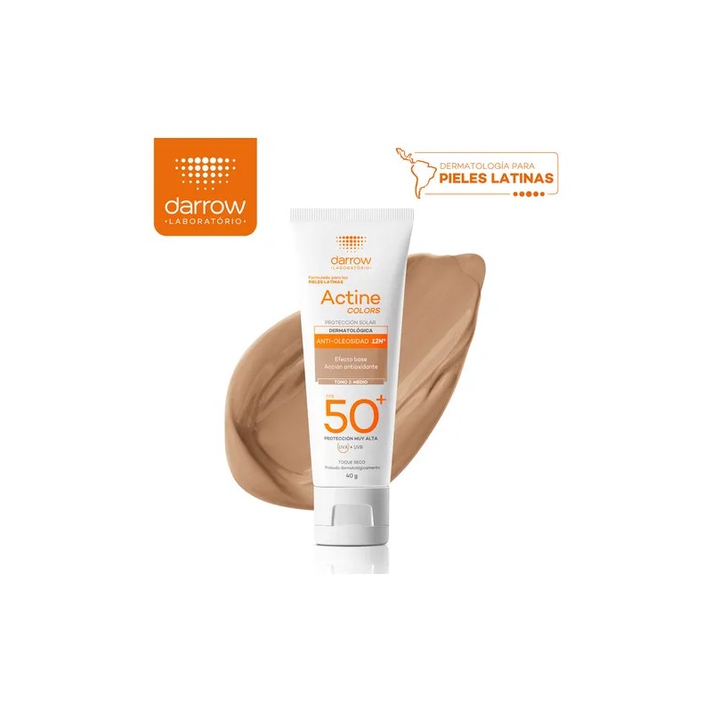 Protector Solar Dermatolgico Facial Actine Colors Medio FPS50 40g Darrow