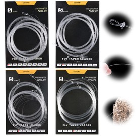 Goture 10 Pcs Fly Fishing Leader Combo,Pre-Tied Loop Tapered Leader Fly Fishing,Nylon Fly Line Leader 0X 1X 2X 3X 4X 5X 6X 7X