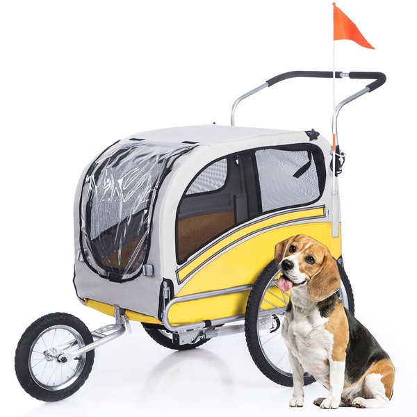 ANOUR 2 in1 Pet Bicycle Trailer and Jogger Travel Carrier Suitable for Small and Medium Dogs, Folding Storage 20303L