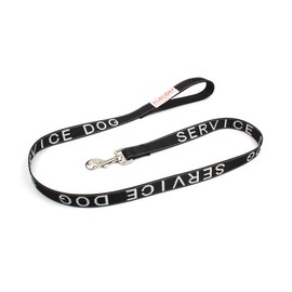 ALBCORP Service Dog Leash with Padded Neoprene Handle and Reflective Silk-Screen Print, 4 Foot, Black