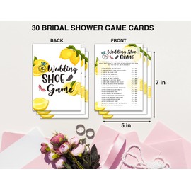 Bridal Shower Games - Lemon Theme Engagement Party Game Cards For Wedding, Bachelorette Party - Citrus Lemon Bridal Shower Decorations - Wedding Shoe Game - 30 Cards(A04)