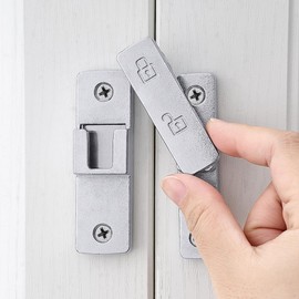 INIRET Barn Door Latches,180 Degree Gate Lock,Flip Gate Latches Hardware,Zinc Alloy Door Lock Latch,Door Security Sliding Door Latch Lock for Cabinets,Bathroom, Barn & Garden (1, Silvery_180 Degree)