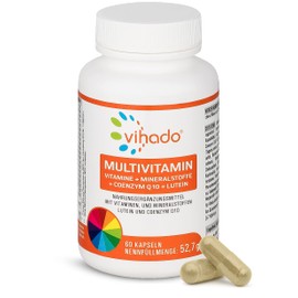 Vihado Multivitamin Tablets High Dose 26 Vitamins + Minerals + Q10 + Tagetes Erecta, 60 Capsules 1 Pack (1 x 52.7 g)