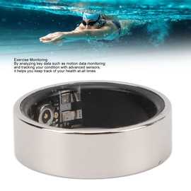 Smart Ring Fitness Tracker, Sleep and Fitness Ring, IP68 Waterproof Ceramic Stainless Steel Health Ring Bluetooth Pedometer for Men Women for Android for IOS (Silver)