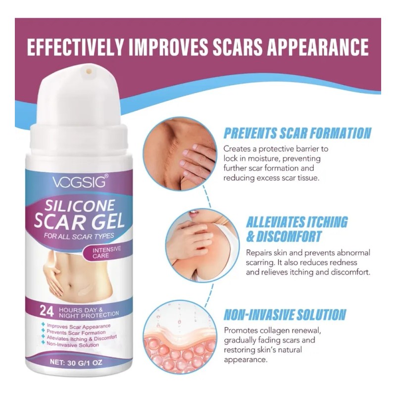 Scar Gel Vogsig Reparador Piel Reducción De Marcas Hidrata Mixta