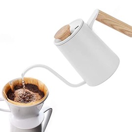 Long Narrow Spout Coffee Pot Stainless Steel Hand Coffee Pot 650ml Gooseneck Coffee kettle for Coffee Maker and Coffee Lover(White)