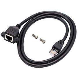 Cable de red Ethernet Cat 6 RJ45 macho a hembra Conector de red Ethernet blindado Cable de extensión de montaje en panel de tornillo para router, módem (1M/3 pies)