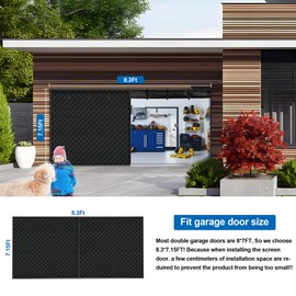 Garage Door Screen for Winter，Garage Door Insulation Kit，Magnetic Thermal Insulated Door Curtain for Garage Door, Garage Insulated Door Curtain ， Weatherproof, Windproof, Soundproof(8 * 7Ft)
