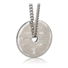 Stainless Steel Mini Weight Plate Necklace-Phil 4:13