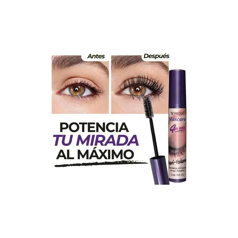 Rímel Máscara De Pestañas Maxi Volumen Morado 4 En 1