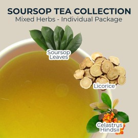 Soursop Leaf Tea with Licorice Root & Celastrus Hindsii, Re-Steep Whole Leaf, 5.22oz, Refreshing & Sweet, Re-Steep Natural Herbal Tea Blend, No Sugar Added