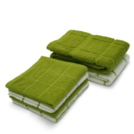 Mellow Buff Paño de cocina y toalla de cocina 100% algodón, paquete de 6, súper suave y absorbente, perfecto para limpieza de cocina y lavado de platos, verde
