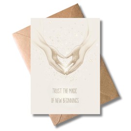 Spiritual Card with Hands & Energy - "Wenn aus Liebe Leben wird ..." - Card for New Beginning, Birth, Change, Life Phases - A6 Folding Card with Envelope