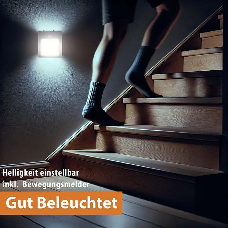 Lunartec Lamp: Set of 2 Socket LED Night Light, Dimmable,