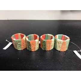 Deborah Rhodes Multicolor Rustic Wood Napkin Ring Set of 4 NEW without Box