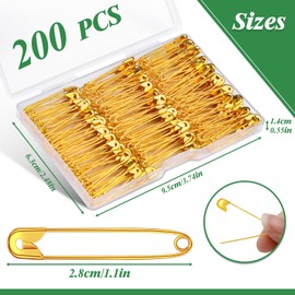 ENCHOL 200 Pcs Gold Safety Pins, 1.1 inch (28mm) Small Safety Pins for Clothes, Safety Pin Heavy Duty for Arts, Crafts, DIY Jewellery and Sewing